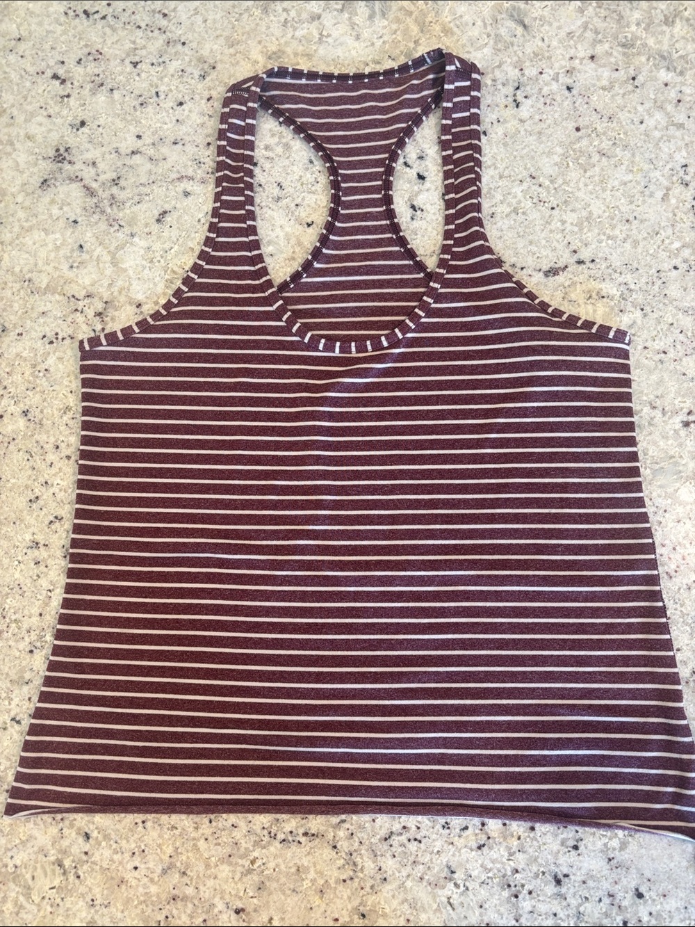 Lululemon Striped Racerback Tank Top in Burgundy/White sz 8